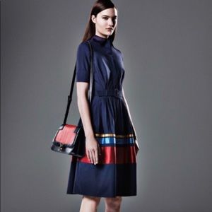 Sophie Theallet navy blue belted shirt dress.